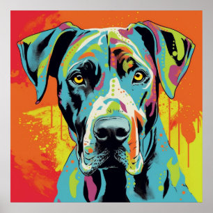 Great Dane Abstract Pop Art Colorful Poster