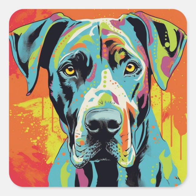 Great Dane Abstract Pop Art Graphic Art Decal Square Sticker (Front)