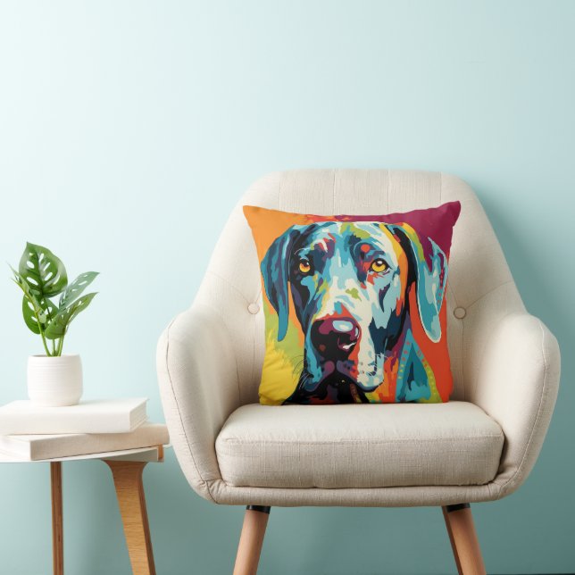 Great Dane Abstract Pop Art Graphic Art Throw Pillow (Chair)