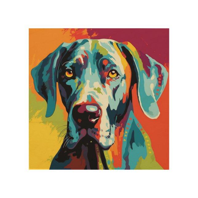 Great Dane Abstract Pop Art Wood Wall Decor (Front)