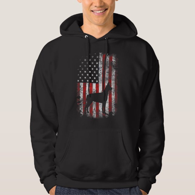 Great Dane American Flag 4th Of July Usa Patriotic Hoodie (Front)