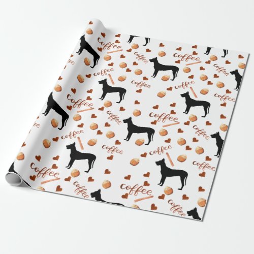Great Dane and Coffee Love  Wrapping Paper