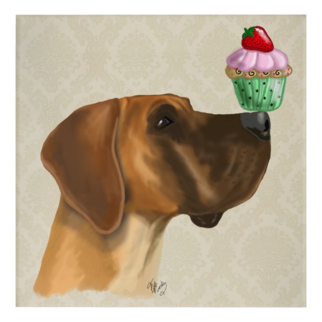 Great Dane and Cupcake Acrylic Print (Front)