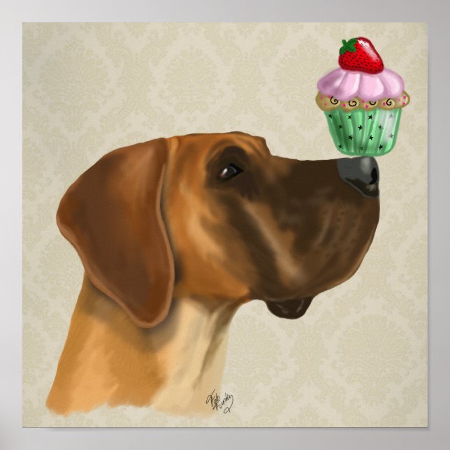 Great Dane and Cupcake Poster (Front)