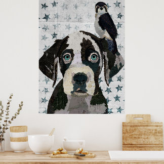 GREAT DANE AND FALCON POSTER