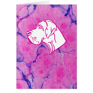 Great Dane and pink marble paper Cards