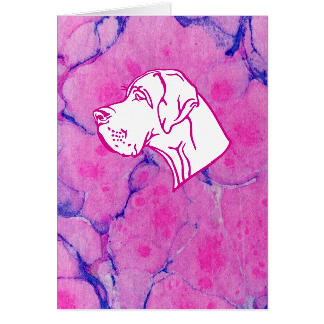 Great Dane and pink marble paper Cards (Front)