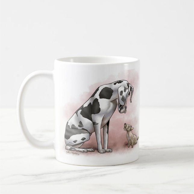 Great Dane and Scottish Terrier Cartoon Coffee Mug (Left)