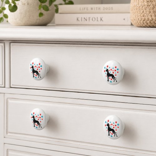 Great Dane and Star Heart  Ceramic Knob