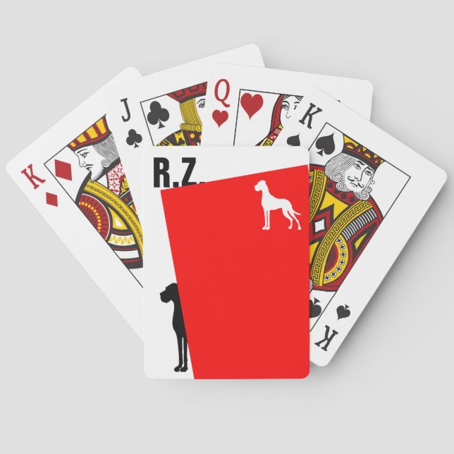 Great Dane and your initials Poker Cards (Back)