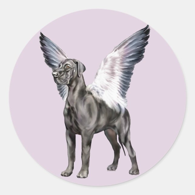 Great Dane Angel Black Classic Round Sticker (Front)