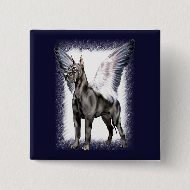 Great Dane Angel Black Pinback Button (Front)