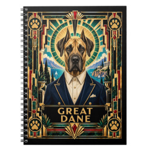 Great Dane, Art Deco Dog Notebook