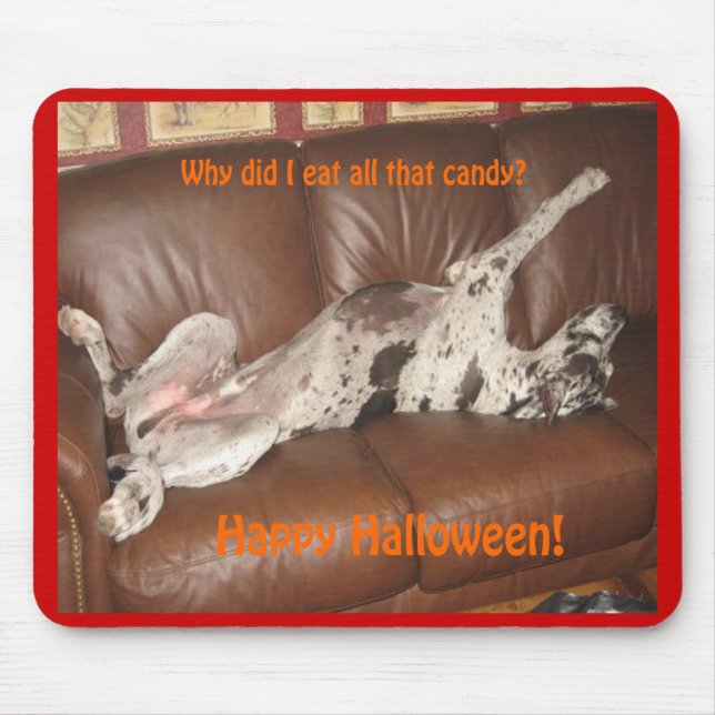 Great Dane Ate Too Much Halloween Candy Mouse Pad (Front)