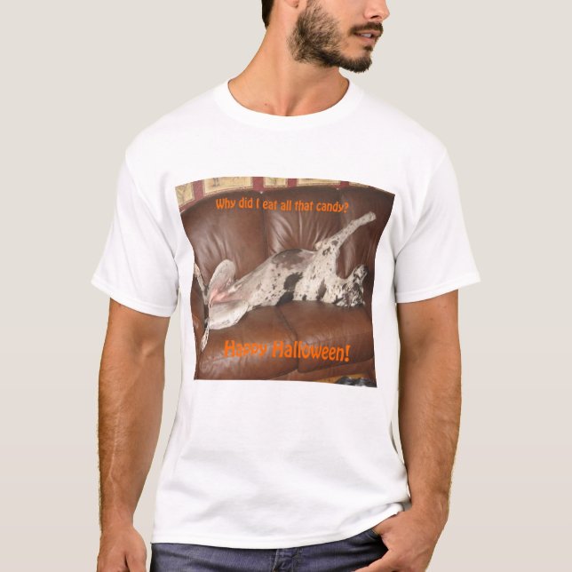 Great Dane Ate Too Much Halloween Candy T-Shirt (Front)