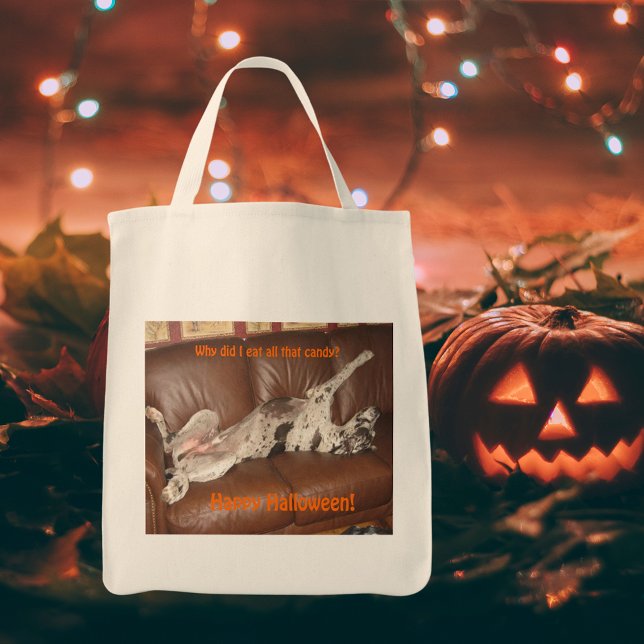 Great Dane Ate Too Much Halloween Candy Tote Bag (Great Dane Ate Too Much Halloween Candy Tote Bag)