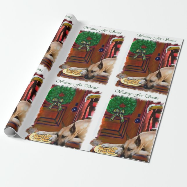 Great Dane Awaiting Christmas Wrapping Paper (Unrolled)
