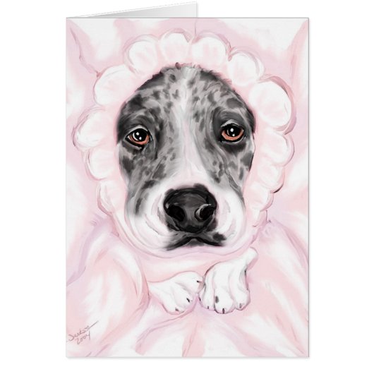 Great Dane Baby Mantled Merle Girl Announcements (Front)