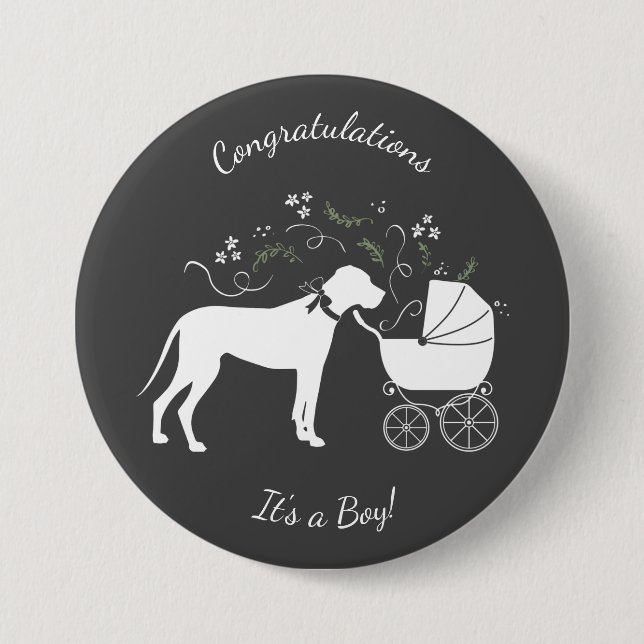 Great Dane Baby Shower Button (Front)