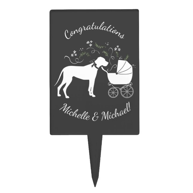 Great Dane Baby Shower Cake Topper (Front)