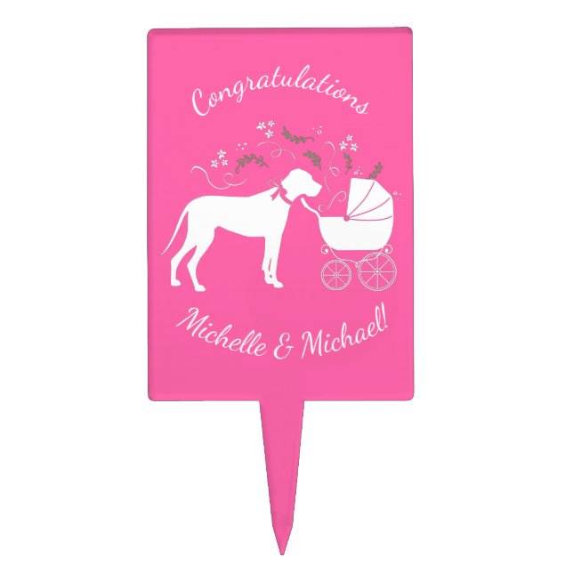 Great Dane Baby Shower Cake Topper (Front)