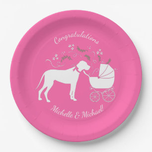 Great Dane Baby Shower Dog Puppy Paper Plates