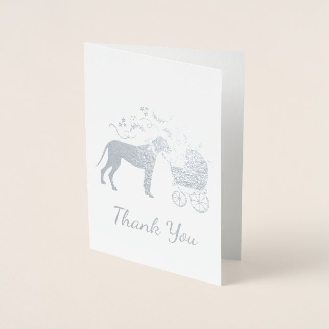 Great Dane Baby Shower Foil Card (Front)