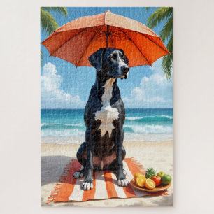 Great Dane Beach Relax Scene Jigsaw Puzzle