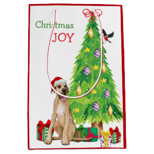 Great Dane, Bird, and Christmas Tree Medium Gift Bag