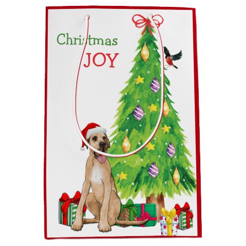 Great Dane Bird and Christmas Tree Medium Gift Bag