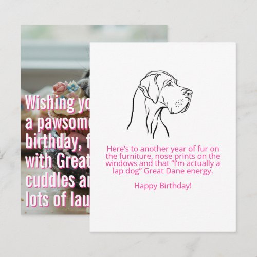 Great Dane Birthday Flat Card