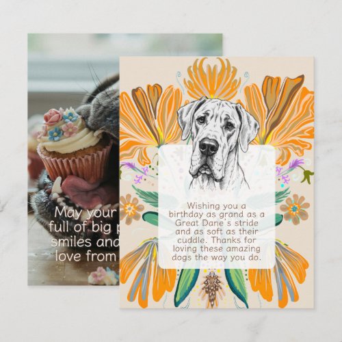 Great Dane Birthday Flat Card
