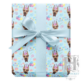 Great Dane Birthday Gift Wrapping Paper Blue