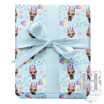 Great Dane Birthday Gift Wrapping Paper Blue