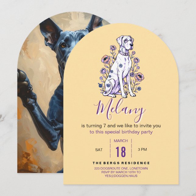 Great Dane Birthday Invitation (Front/Back)