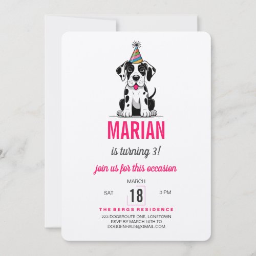 Great Dane Birthday Invitation