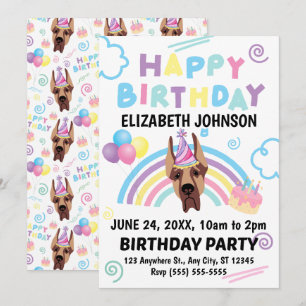 Great Dane Birthday Invitation