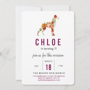 Great Dane Birthday Invitation Burgundy 