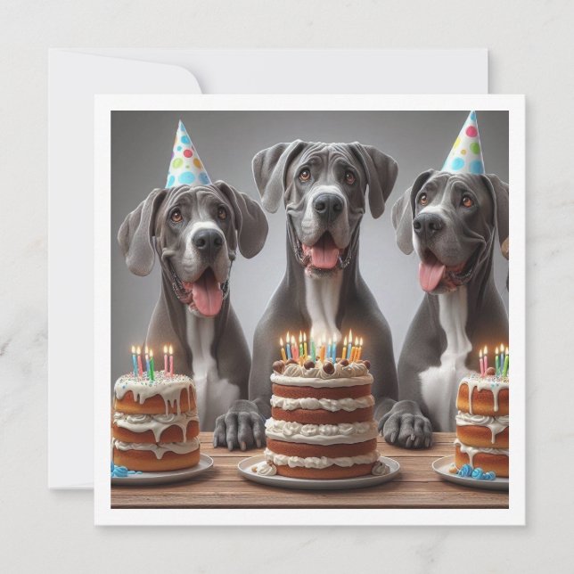 Great Dane birthday invitation, Dog birthday  Invitation (Front)