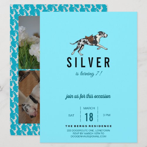 Great Dane Birthday Invitation with 3 Photos