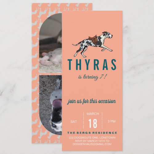 Great Dane Birthday Invitation with Photo