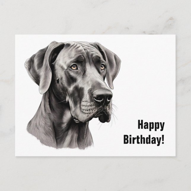 Great Dane Birthday Postcard (Front)