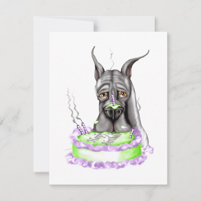 Great Dane Black Birthday Cake Face Invitation (Front)