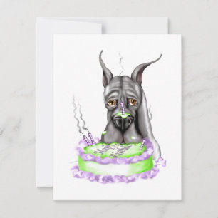 Great Dane Black Birthday Cake Face Invitation