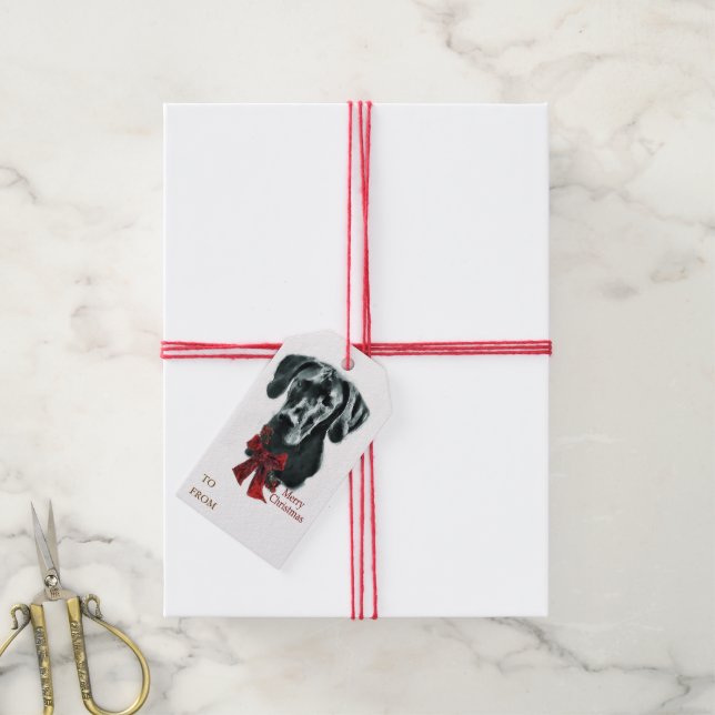 Great Dane (Black) Christmas Gift Tags (With Twine)