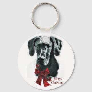 Great Dane Black Christmas Gifts Keychain