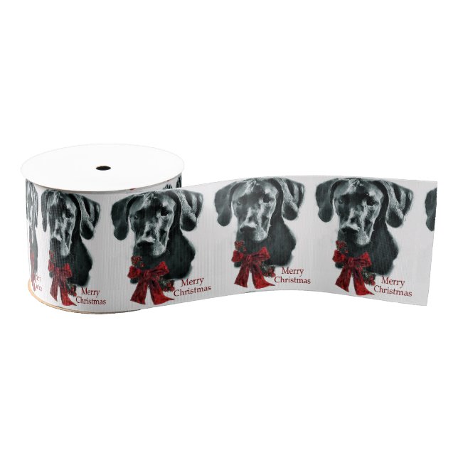 Great Dane (Black) Christmas Grosgrain Ribbon (Spool)