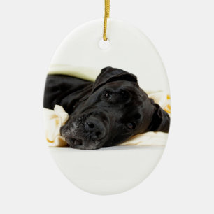 Great Dane - black / German Dogge - black Ceramic Ornament