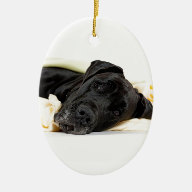 Great Dane - black / German Dogge - black Ceramic Ornament (Front)
