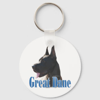 Great Dane (black) Name Keychain